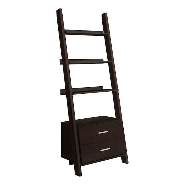Monarch Specialties Bookshelf, Bookcase, Etagere, Ladder, 4 Tier, 69"H, Office, Bedroom, Laminate, Brown, Contemporary I 2542 - main